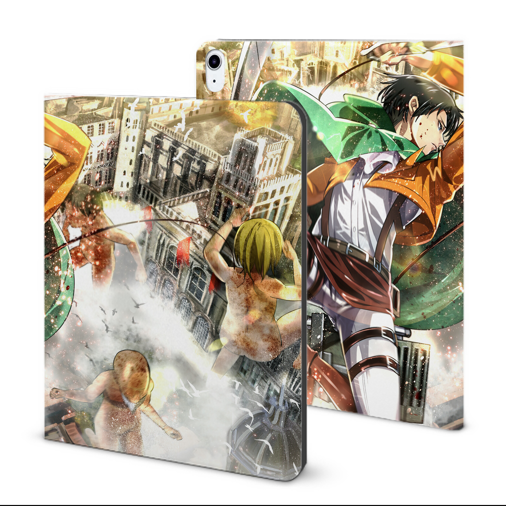 （画像用） 進撃の巨人 Attack on Titan IPad ケース ブック型 PUレザー TPU 耐衝撃 軽量 薄型 ペン収納なし 全面保護 IPad 各モデル対応